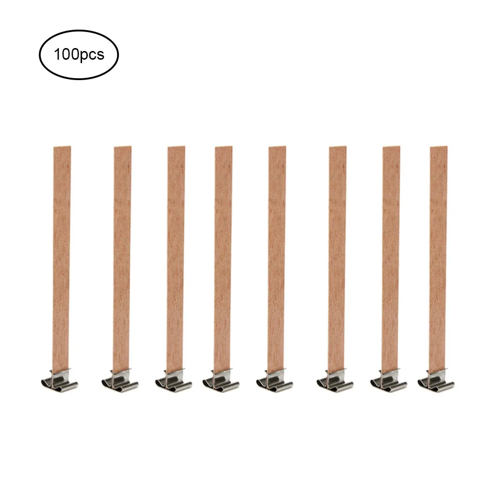 50Pcs Cross Wooden Candle Wicks Natural Candle Cores With Metal Base For Handmade Candle Making DIY Craft Decoration Supplies