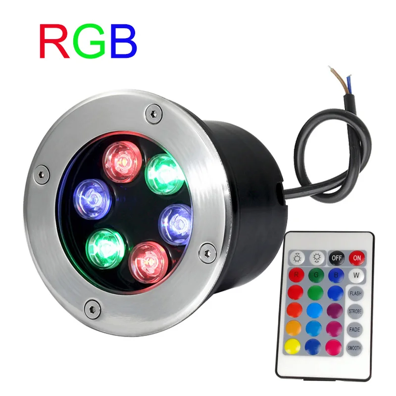 Waterproof led light garden underground 3W6W18W IP67Outdoor Buried Garden Path Spot Recessed Remote control RGB LED  buried lamp