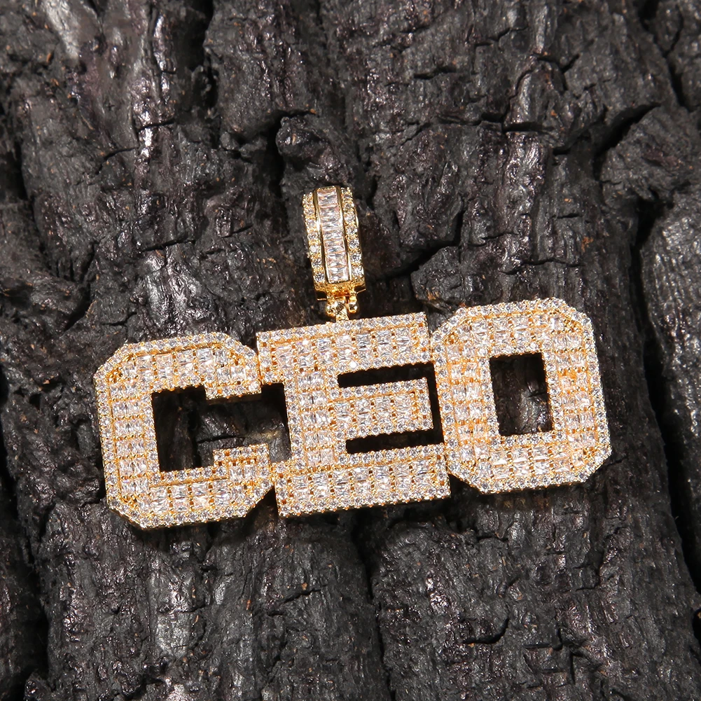 TBTK Customized Name Baguettecz Letter Pendant Iced Out Shinning Cubic Zirconia Personalized Name Necklace Hiphop Jewelry