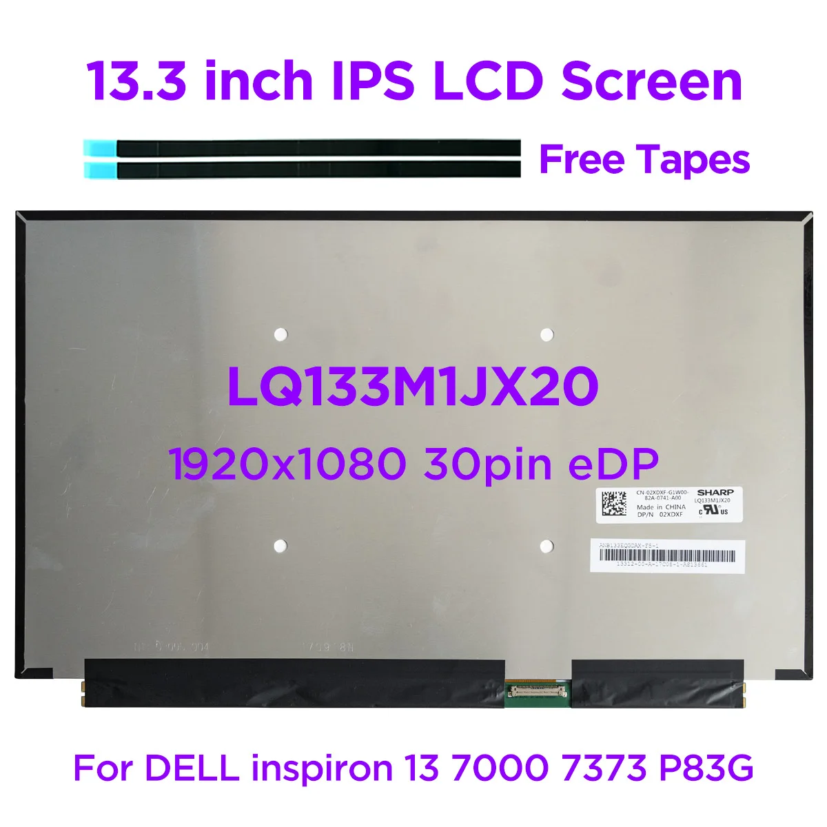 

13.3" IPS Laptop LCD Screen LQ133M1JX20 For DELL Inspiron 13 7000 7373 P83G LED Matrix Display 100% sRGB FHD 1920x1080 30pin eDP