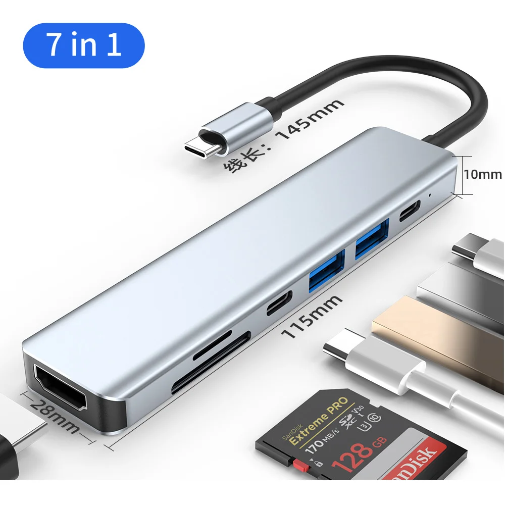 Baseus-estación de acoplamiento 7 en 1 para teléfono, adaptador de estación de acoplamiento para portátil, USB tipo C, PD, para Apple, Huawei