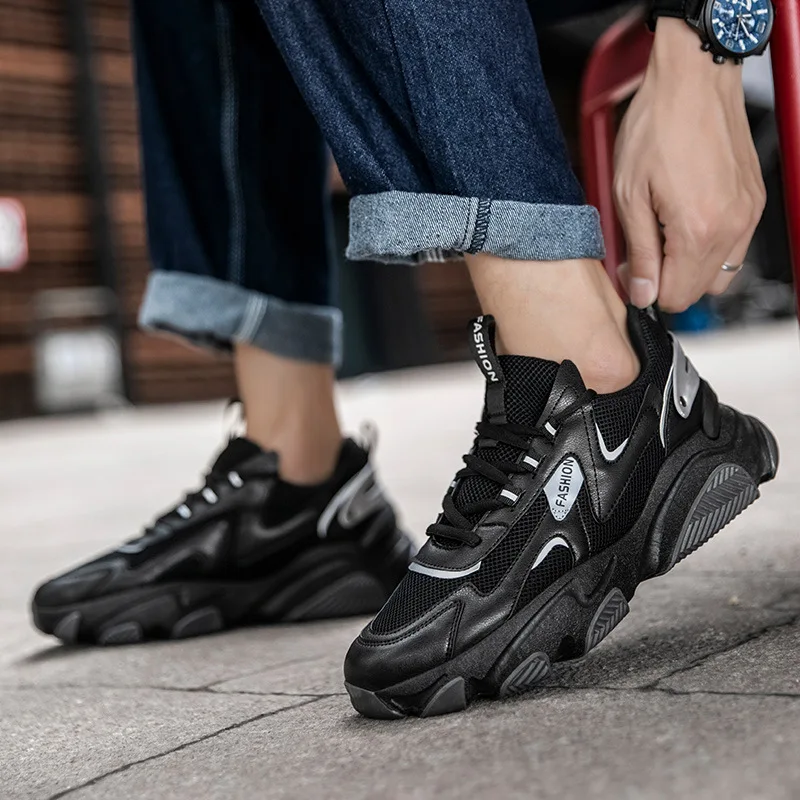 Men's Sports Shoes Outdoor Leisure Shoes 2021 New Spring and Autumn Large Size Reflective Shoes Men's High Fashion Running Shoes