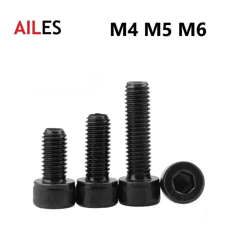 

M4 M5 M6 304 Stainless Steel Black Hex Hexagon Socket Cap Cup Round Head Screws Bolts A2-70 3 4 5 6 10 25 30mm