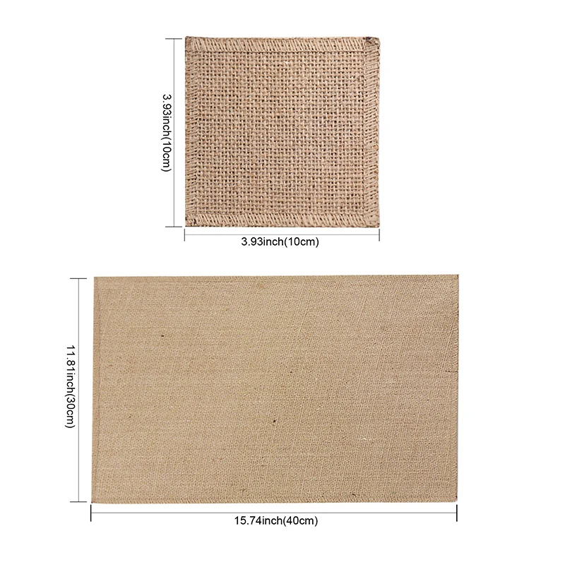 천연 헤시안 삼베 린넨 테이블 매트, 플레이스 매트 코스터, 도일리 다이닝 장식, 홈 웨딩 파티용 식기 매트 패드, 4 개