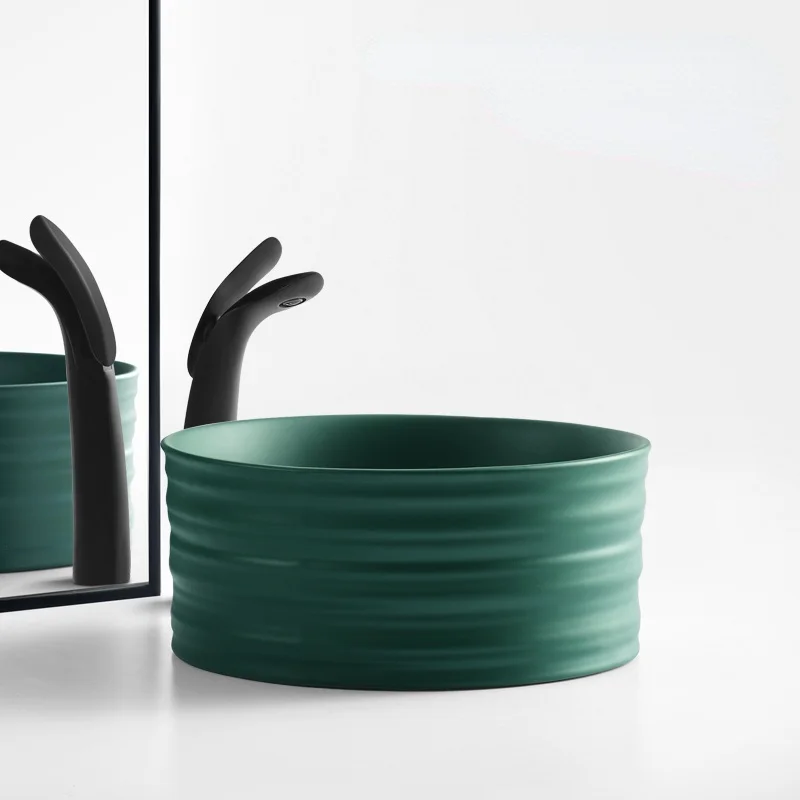 

Embossed Art Inter-Platform Basin Table Basin round Deepening Wash Basin Ceramic Washbasin Pool