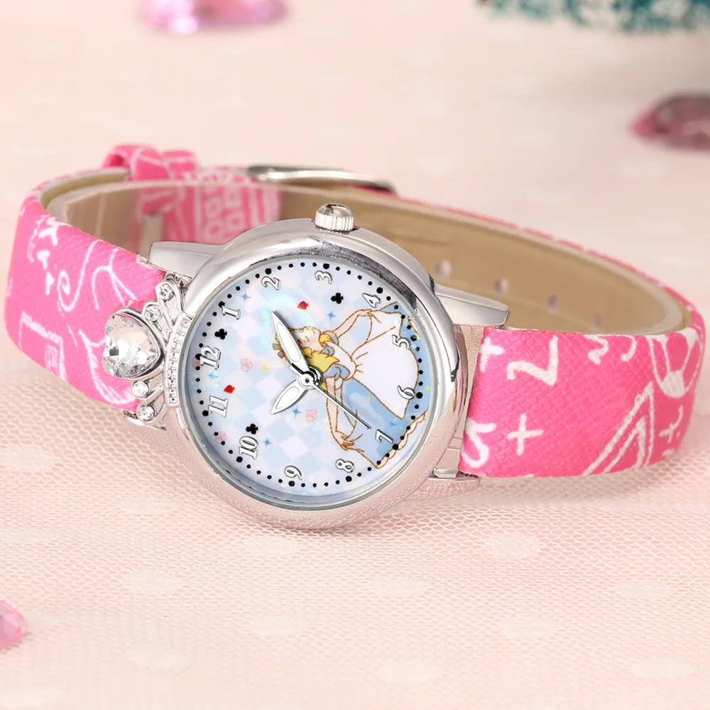 UTHAI CQ73-relojes de cuarzo para niños y niñas, reloj de princesa con diamantes de imitación, Reina, dulce bebé, dibujos animados