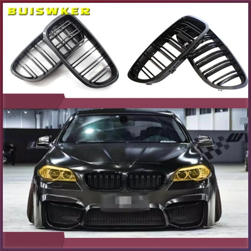 

Racing Grille Black Glossy Kidney Shaped Sport Style Suitable for BMW F10 F18 F02 F11 M5 2010-2015 Double Stripe Body Kit