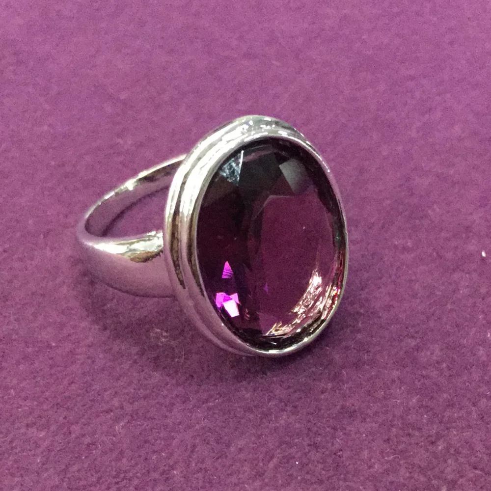 Bague en argent regardé 925 pour hommes et femmes, Big CZ, matiques violettes, bijoux de bande de mariage, matiques pleine taille 5-12