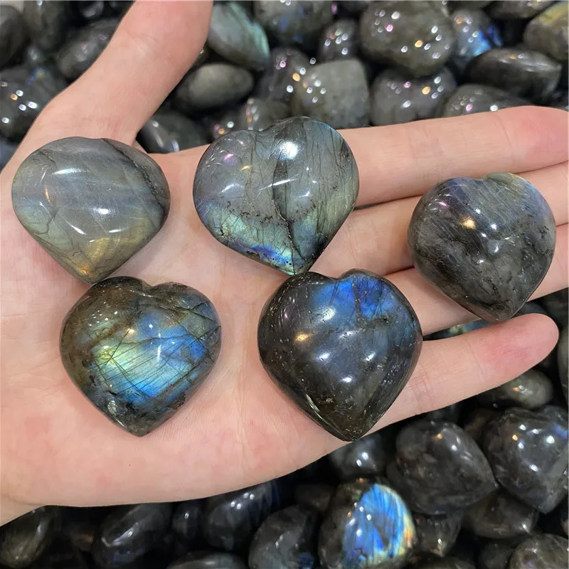 

1pc 20-50g Natural Labradorite Heart Shape Crystal Moonstone The Heart Of The Ocean Reiki Healing Stone Mineral Jewelry Pendant