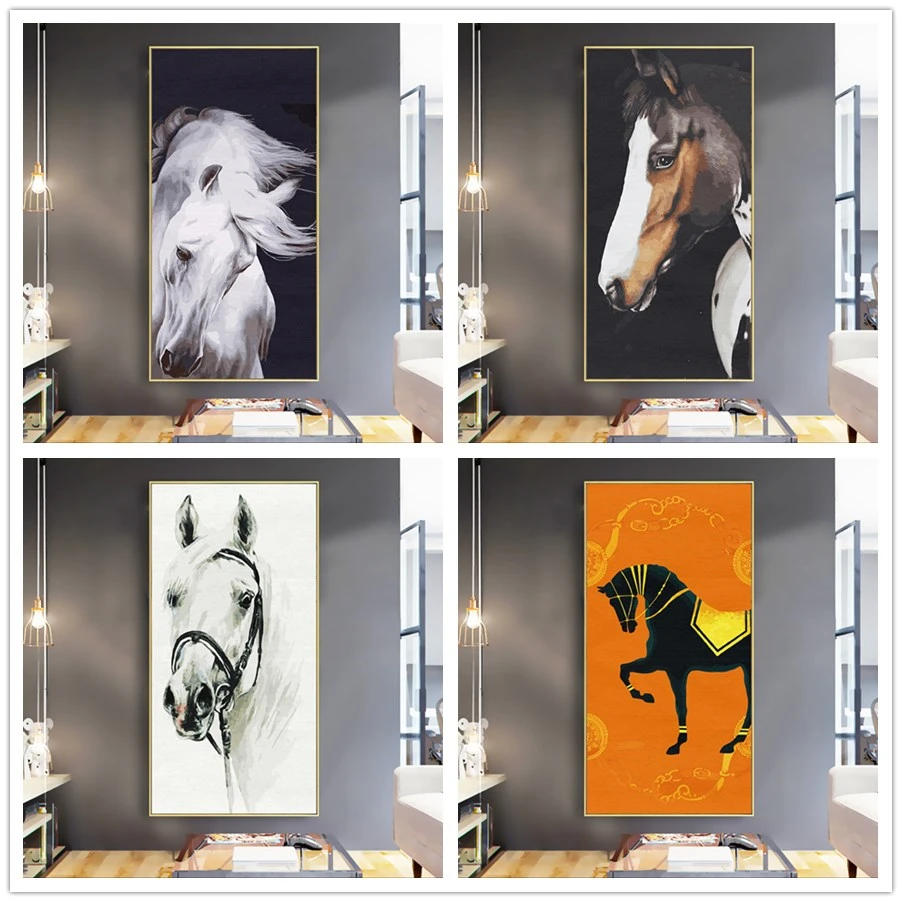 New 70x140cm DIY Painting By Numbers animals Horse Kits Entrance Landscape paint by numbers on canvas Wall Art Home Decor