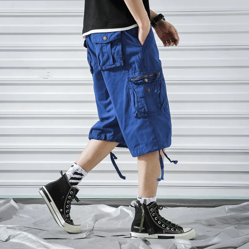 New Summer Men Cargo Shorts 2023 Mens Army Shorts Male Casual Workout Homme Cotton Short Pant Pantalon Buzo Hombre Knee Length