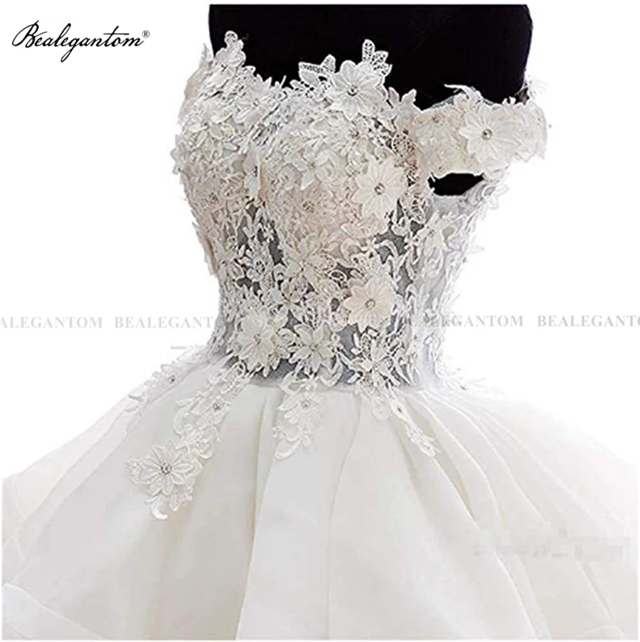 Bealegantom Korte Prom Homecoming Jurken 2021 Off Shoulder Tulle Kristallen Applicaties Graduation Party Jurk Voor Junioren HD1288