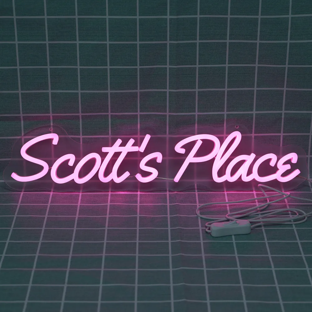 

Scott's Place-неоновая вывеска для декора комнаты, визуальное искусство, ночная лампа для вечеринки в баре, подвеска с питанием от USB, гибкие светодиодные неоновые вывески