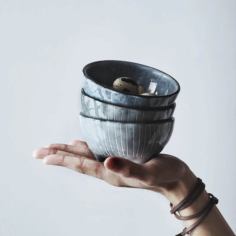 Japanese Style Ceramic Unique Design Small Sauce Dishes ICr Eam Bowl Rice Bowl Tableware Large Bowl Ramen Soup Dessert Bowl