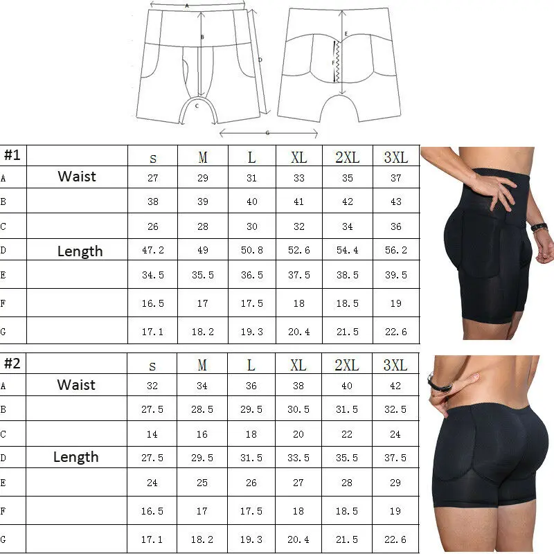 2021 Underwear Mens Black Padded Butt Enhancer Booty Booster Molded Boyshort Underwear Boxer S-3XL