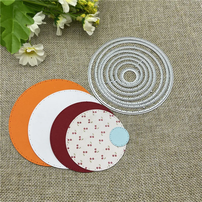 8pcs Circles Metal stencil mold Cutting Dies decoration scrapbook die cuts Album Paper Craft Embossing DIY Card Crafts