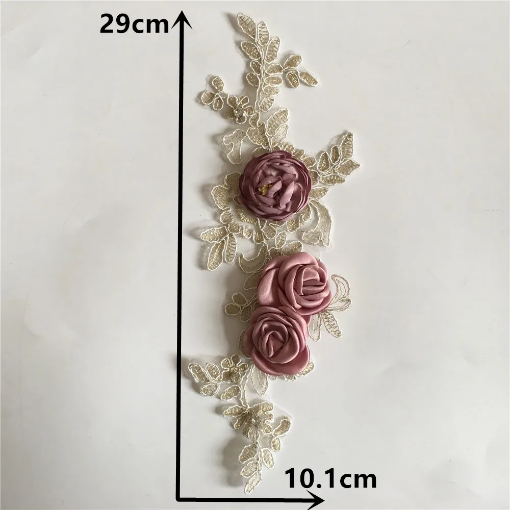 3D three-dimensional flower embroidery lace false collar decoration rhinestone DIY supplies accessories 1 piece for sale