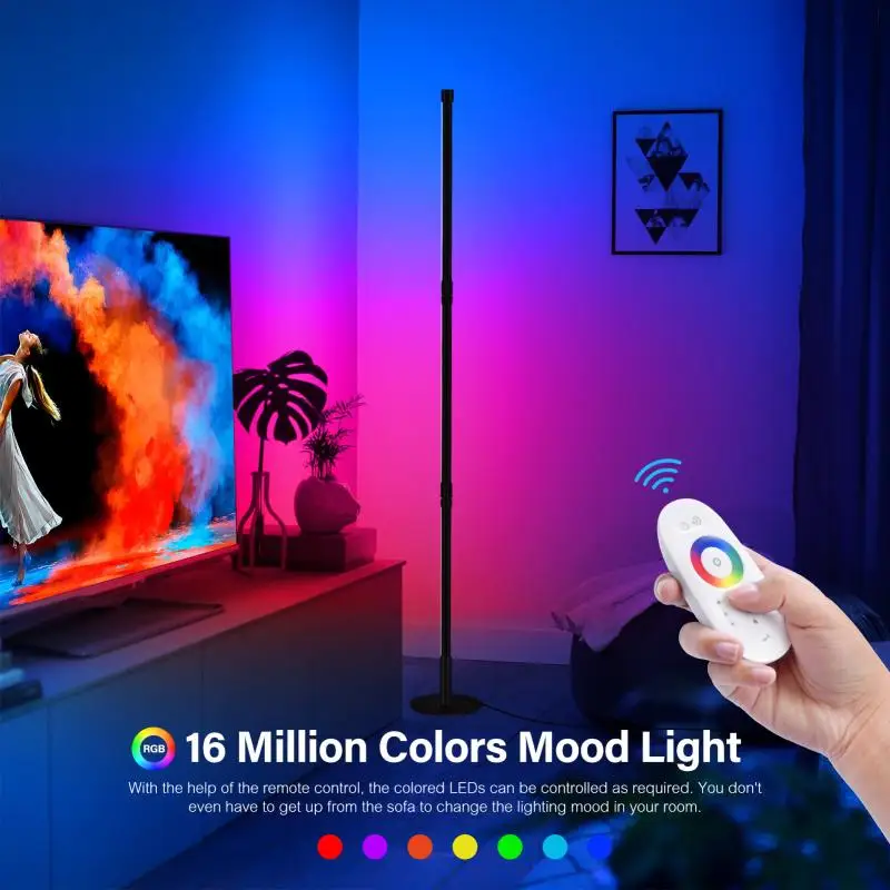 

2021 RGB Corner Floor Atmosphere Lamp Modern LED Rod Floor Lights for Living Room Bedroom Standing Indoor Light Remote Control