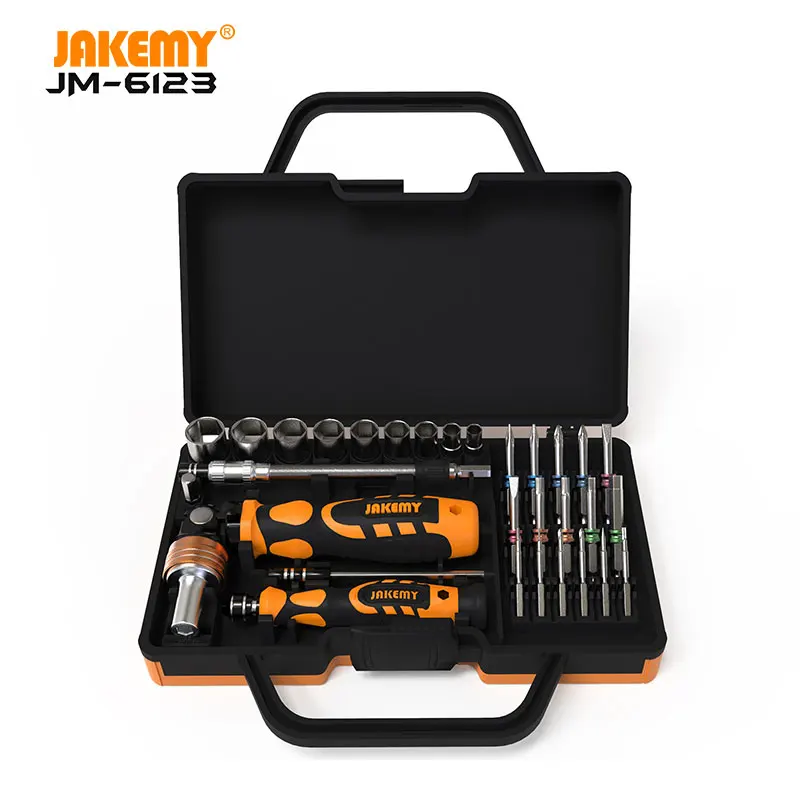 

JAKEMY JM-6123 Manufacturer 31 pcs Color Ring hardware hand electric screwdriver set repair tool diy Hand Tool Set