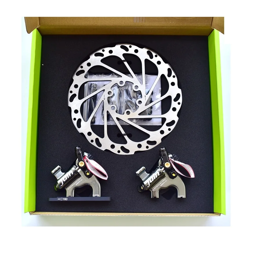 Juin Tech-Flat Mount Disc Brake F1, Hydraulic Caliper Rotor, 160mm Line Pull Disc Brake, MTB CX Road Ultralight 315g Front Rear