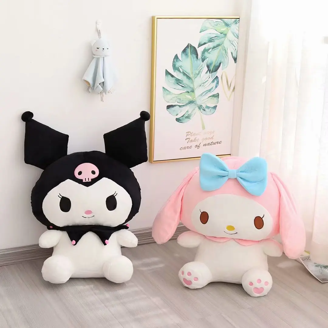 

55cm Sanrio Japanese Style Doll Hug Plush Toy Anime Melody Kuromi Cinnamoroll Toy Cute Appease Doll For Girl Xmas Gifts Big Size