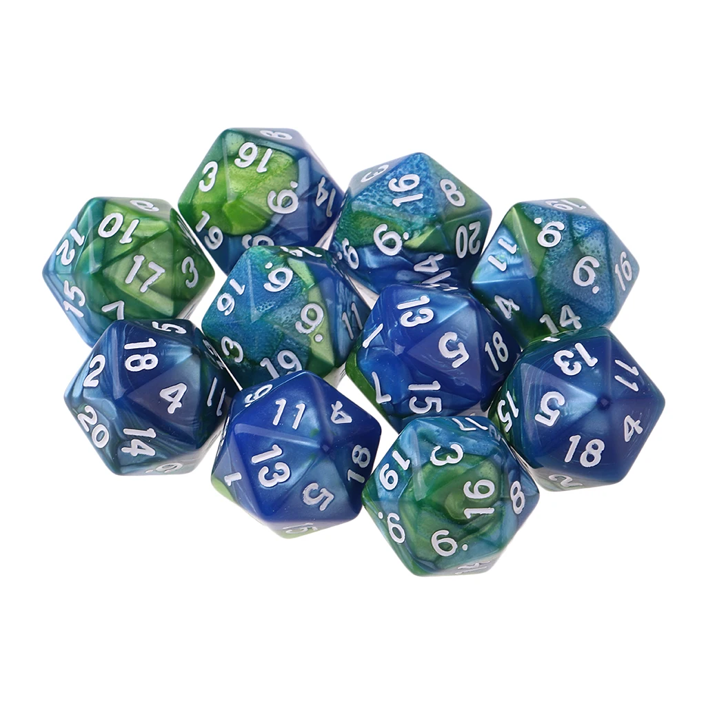 10pcs 20-Sided D20 Dices Double Color Party Table Game Dice Fun Toy for MTG TRPG DND