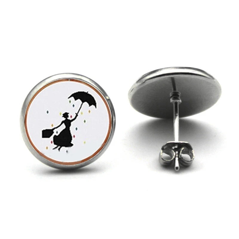 New Fashion Steampunk Mary Poppins jewelry Mary Poppins Stud Earrings Hypoallergenic Earrings for Sensitive Ears Gift for girl