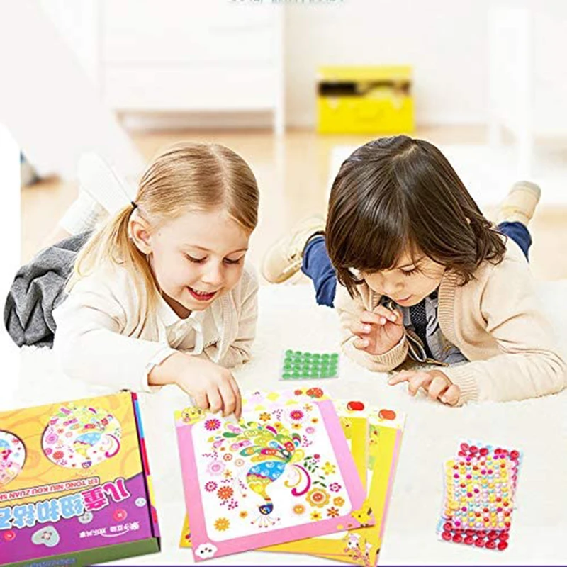 New Kids Drawing Toys DIY Button Stickers Handmade School Art Class Painting Drawing Craft Toys Children Early Educational Gifts