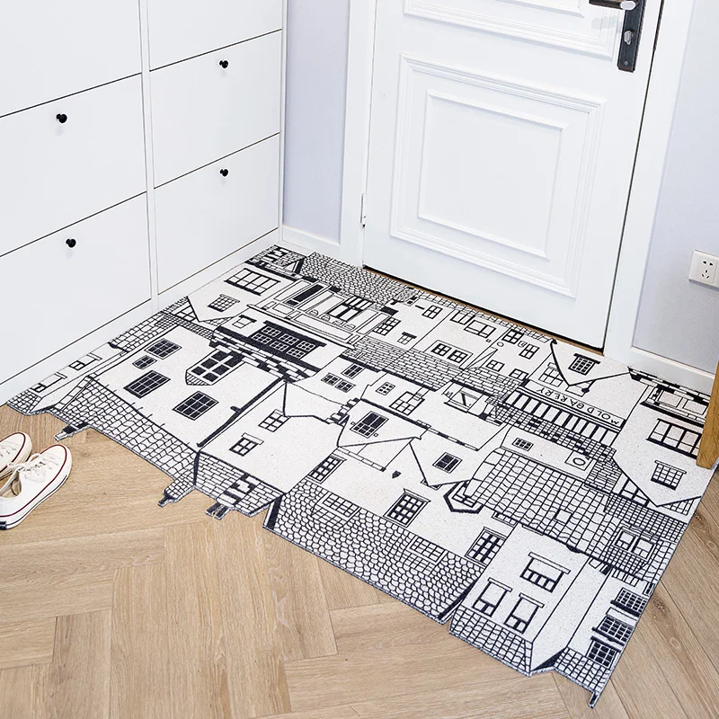 Black White Striped Doormat Outdoor Black White Doormat Waterproof Non Slip Washable Quickly Absorb Moisture Resist Dirt Rugs