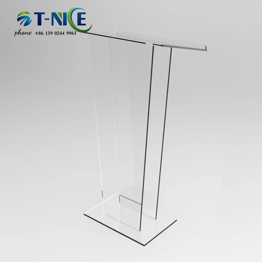Cheap Lectern Transparent Podium Acrylic Conference Rostrum Custom Church Platform Restaurant Wedding Pulpit Office Lectern