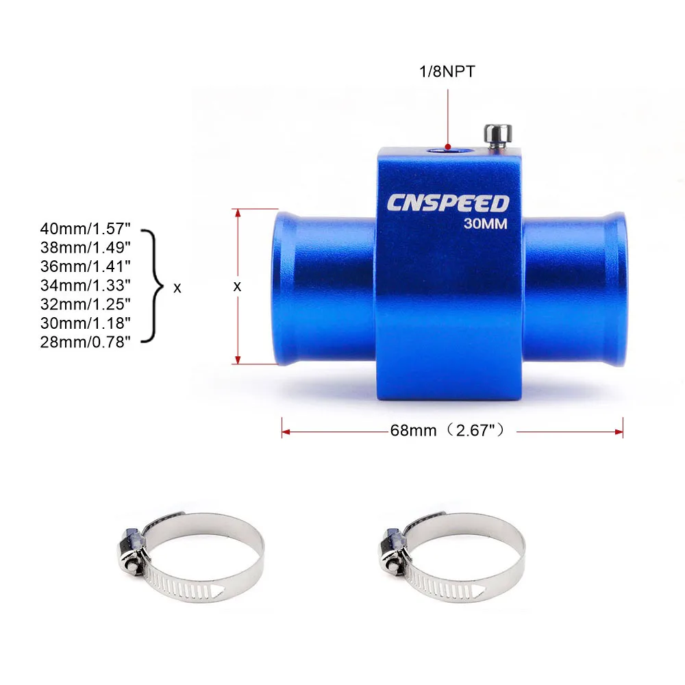 CNSPEED Water Temp Gauge Radiator Temperature Water Temp Joint Pipe Sensor 40mm 38mm 36mm 34mm 32mm 30mm 28mm Hose Adapter