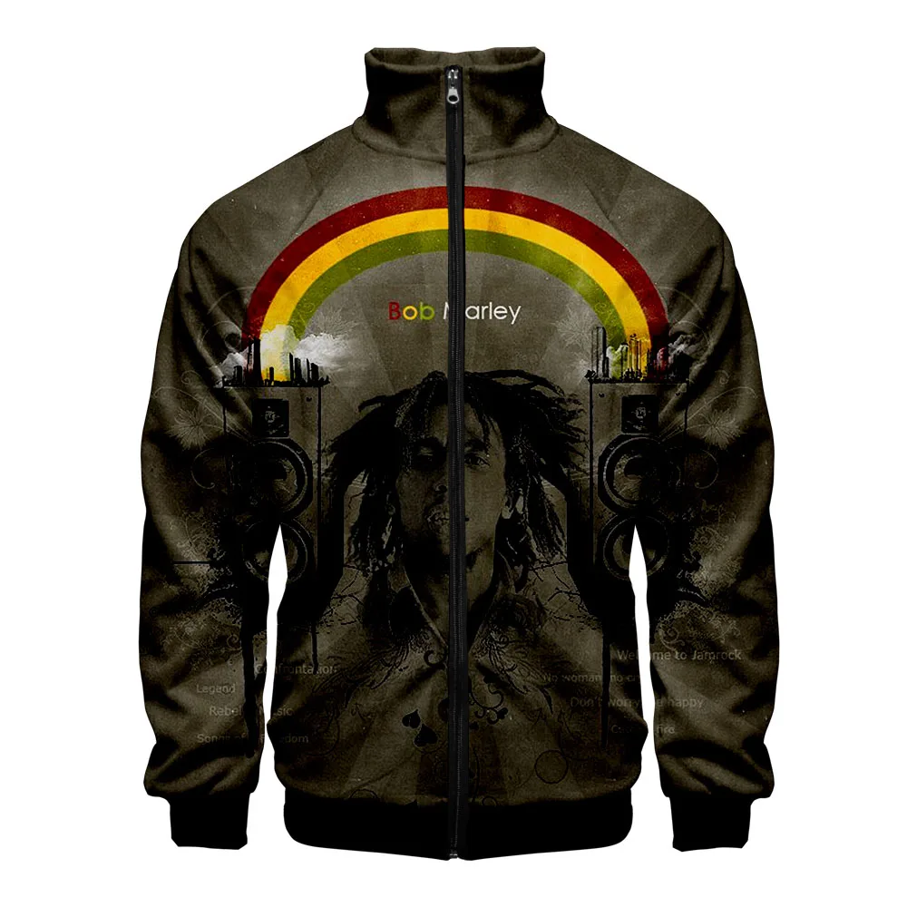 2020 bob marley 3D Baseball Jacket Harajuku Hip Hop Hoodies Casual Stand Collar Zipper Sweatshirt Casual Sportswear Clothes