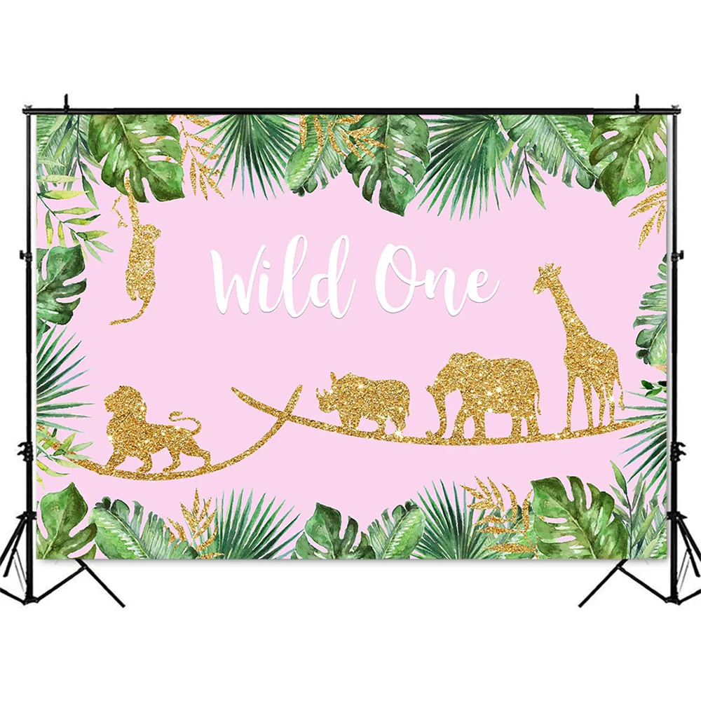 خلفية عيد ميلاد سفاري واحدة من وايلد خلفية حيوانات لامعة ذهبية للتصوير بالاستوديو للتصوير الفوتوغرافي دعائم للتصوير الفوتوغرافي في الغابة والغابات