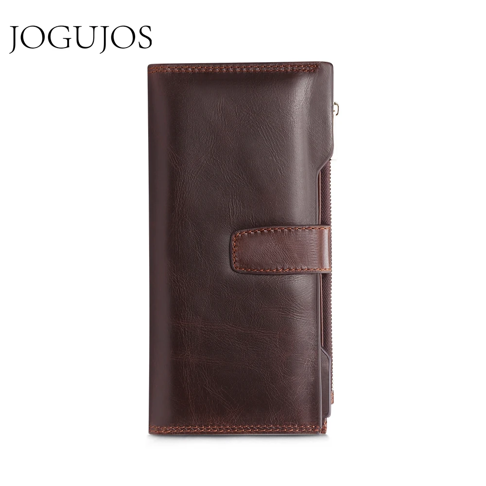 

JOGUJOS Women Wallet Genuine Leather Long RFID Zipper Wallet Fashion Ladies Coin Purse Credit Card Holder Wallet Female Clutch