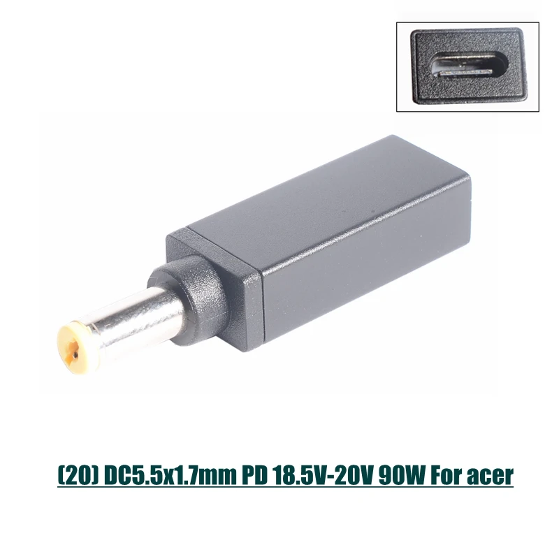 PD Spoof Adapter Plug Converter USB Type C Female to 7.4 x 5.0mm 4.5 x 3.0mm 5.5 x 2.5mm Male Laptop Dc Output Jack Connector