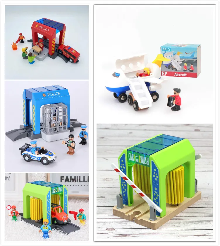 

Scene track toy simulation plastic car washing room city scene police station suit compatible brand magnetic small train track