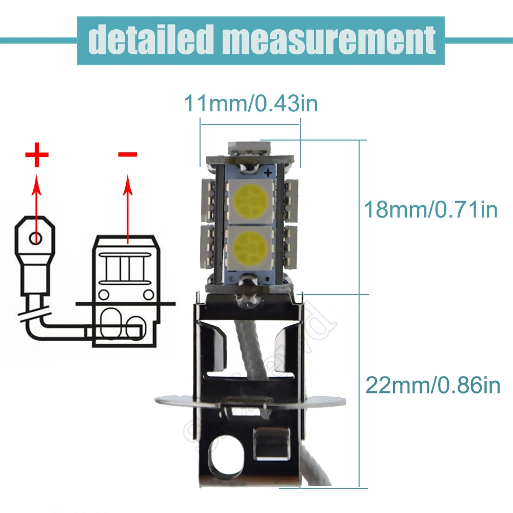 1/2 Pcs H3 LED Bulb 5050 9SMD White 6000K For Car Auto Fog DRL Driving Light Or Flashlight Torches Head Lamp PK22S 6V 6 Volt DC