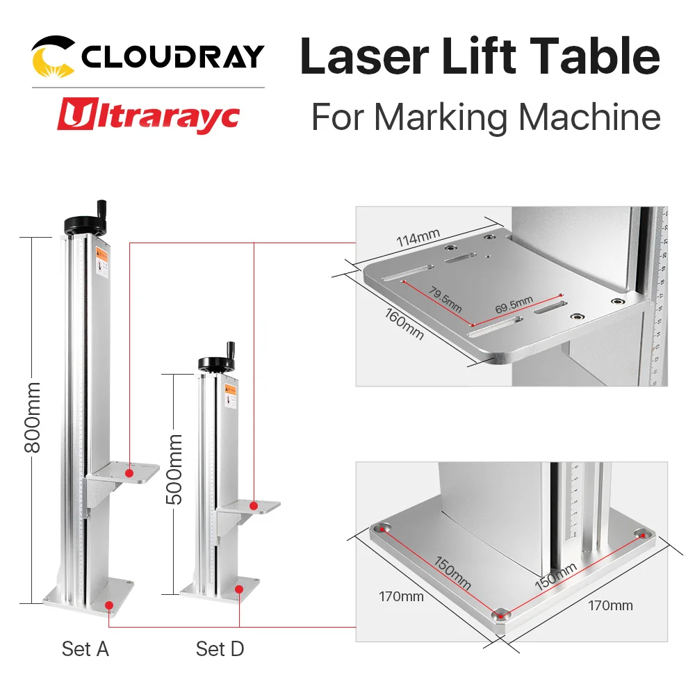 Ultrarayc Fiber Laser Marking Part Z Axis Lifting Table Height 500 & 800mm with Motor for DIY 1064nm Fiber Marking Part