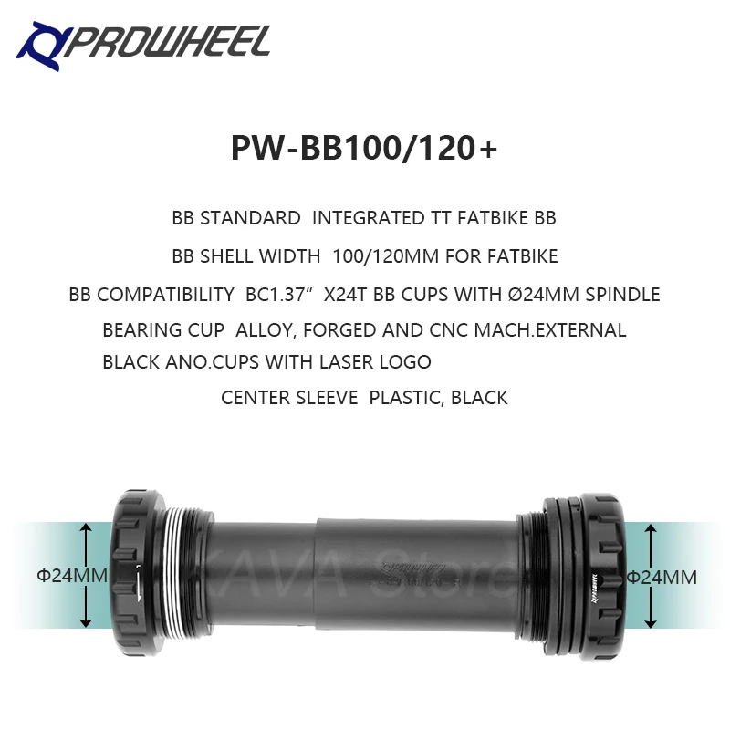 PROWHEEL Fat Bicycle Crankset 104BCD 170MM Snow Bike Crank Arm e-bike Bottom Bracket Axis 176mm 192mm Bicycle Parts