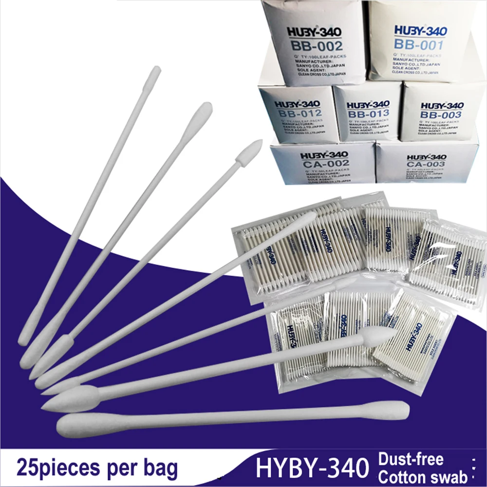 10bags Lot Fiber Optical connector adaptor Cleaner HUBY-340 Dust-free cotton swab wipe stick BB012 BB013