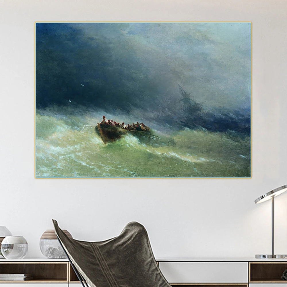 Citon Ivan Aivazovsky《The Shipwreck》Canvas Oil Painting Artwork Poster Picture Wall Decor Home Interior Living room Decoration