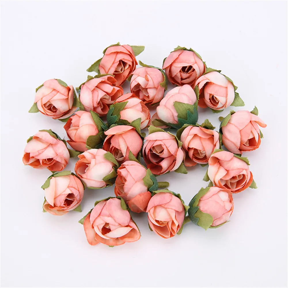 10Pcs Vintage Artificial Silk Rose Tea Buds Flowers Bud DIY Crafts Wedding Room Decor Valentine\'s Day Christmas Party Decoration