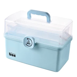 3/2 Layer Portable First Aid Kit Storage Box Plastic Multi-Functional Family Emergency Kit Box with Handle TUE88