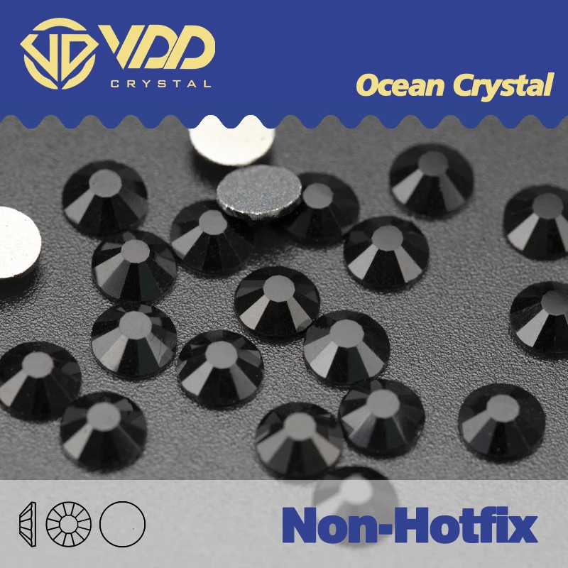 VDD 002 Jet Non-hotfix Crystal Rhinestones Nail Art Accessories Stones Wedding Dress Decoration Nail Stickers Nail Parts