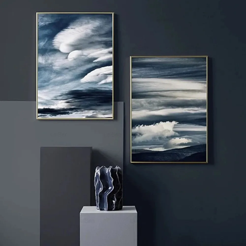 Dark Blue Sky Cumulus Spectacular Natural Scenery Poster Nordic Canvas Painting Wall Art Pictures for Home Bedroom Cuadros Decor