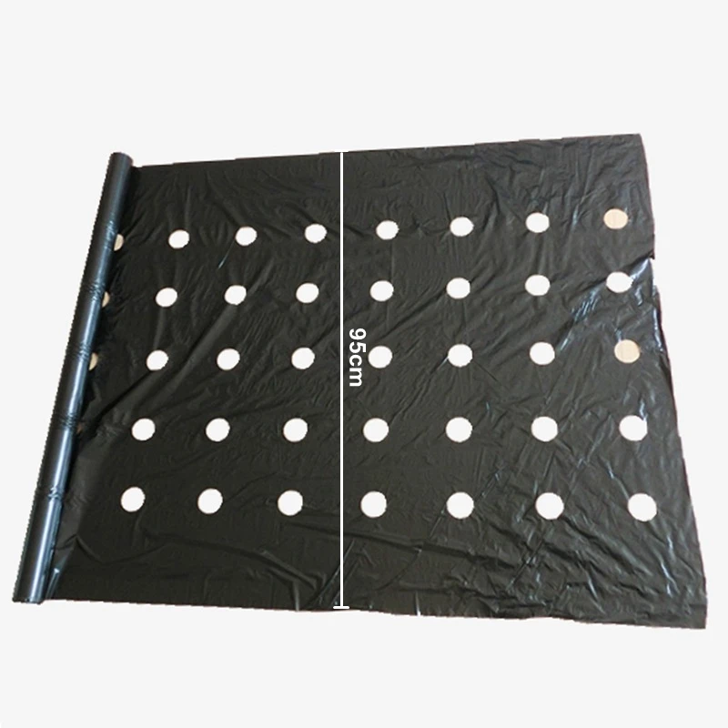 1/5/10M 5 Holes Black Mulch Film Hi-Quality Vegetable Plants Grow Film Protection Cover Greenhouse Perforated PE Mulch