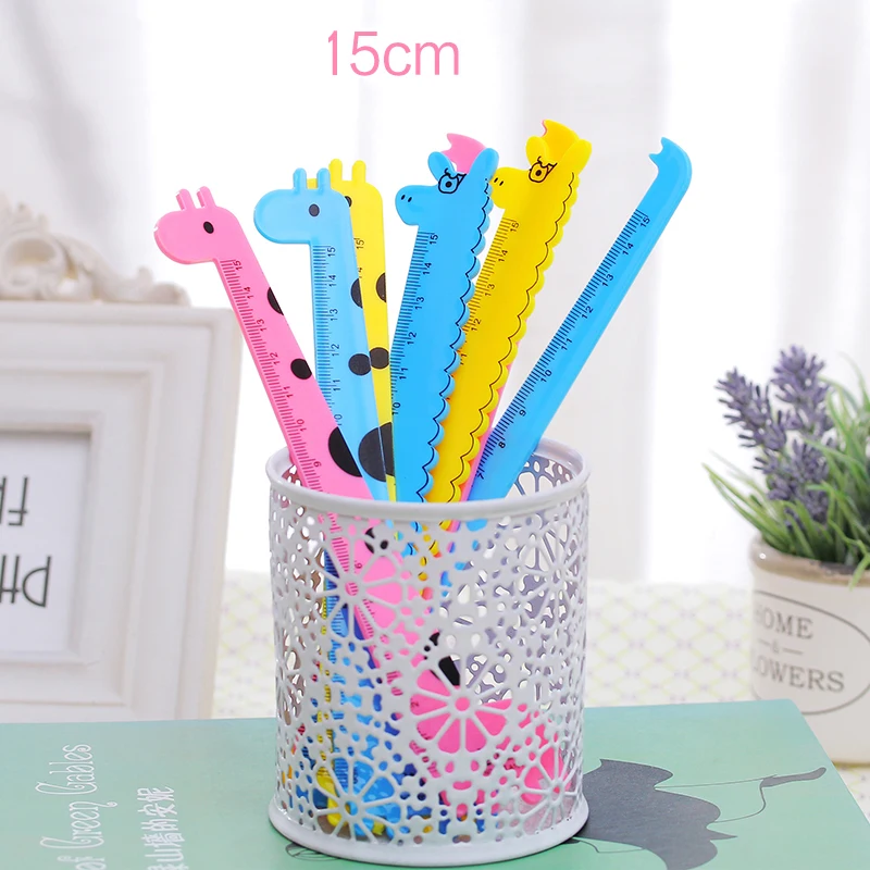 5 Pcs Giraffe Ruler Ruler Student Prizes Wholesale School Supplies Stationery Cute Cartoon Ruler Of 15 cm