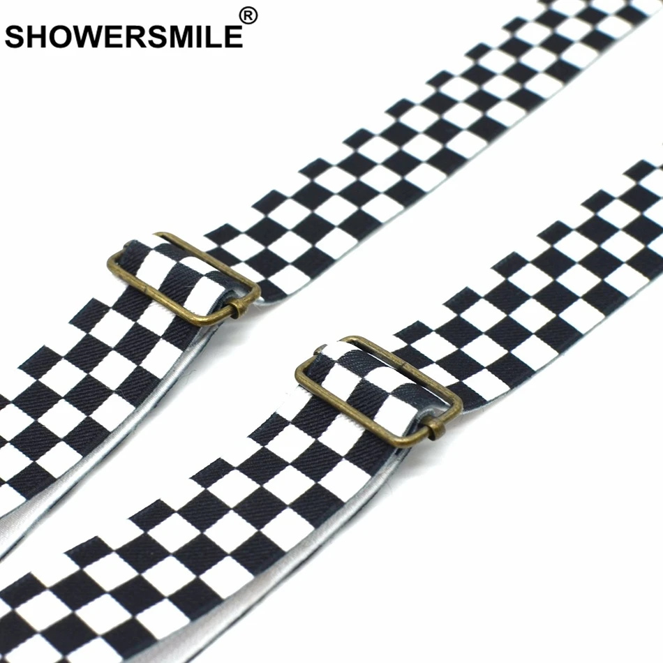 Checkered Suspenders Boys Formal Designer Suspenders Bow Tie Children 4 Clips Adjustable Kids Braces Leather Deco