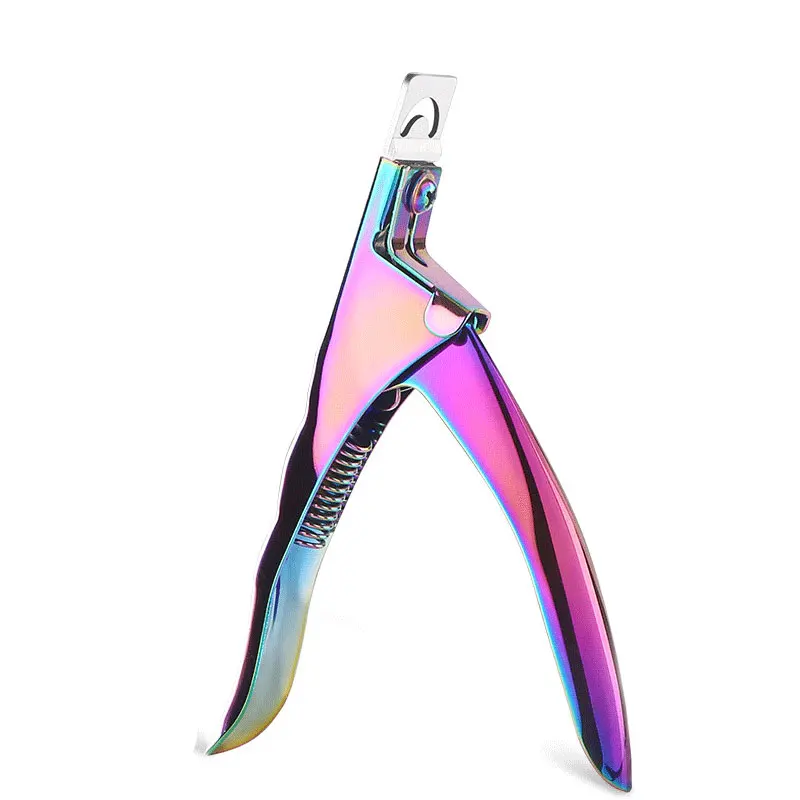 Professional Nail Art Clipper Special type U word False Tips Edge Cutters Manicure Colorful Stainless Steel Nail Art Tools