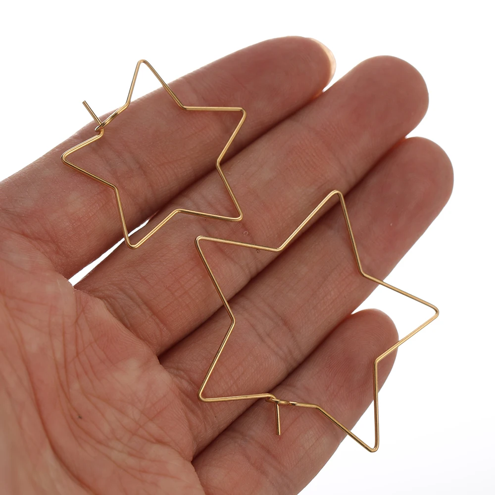 20 Stück Edelstahl-Herz-Ohrringe, Kreisförmige Draht-Stern-Ohrringe, DIY-Schmuckherstellung, Zubehör für Hängeohrringe – Detail 4